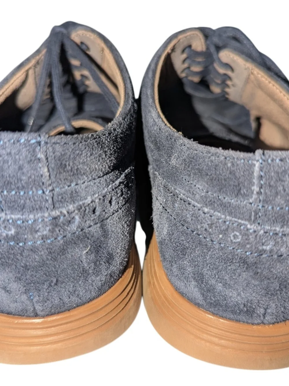 Cole Haan Men's Blue Suede Wingtip Oxfords